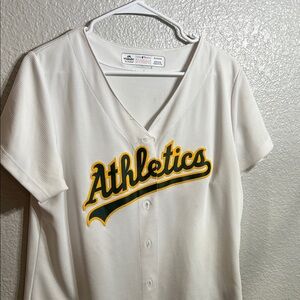 Majestic Athletics White and Green Jersey
